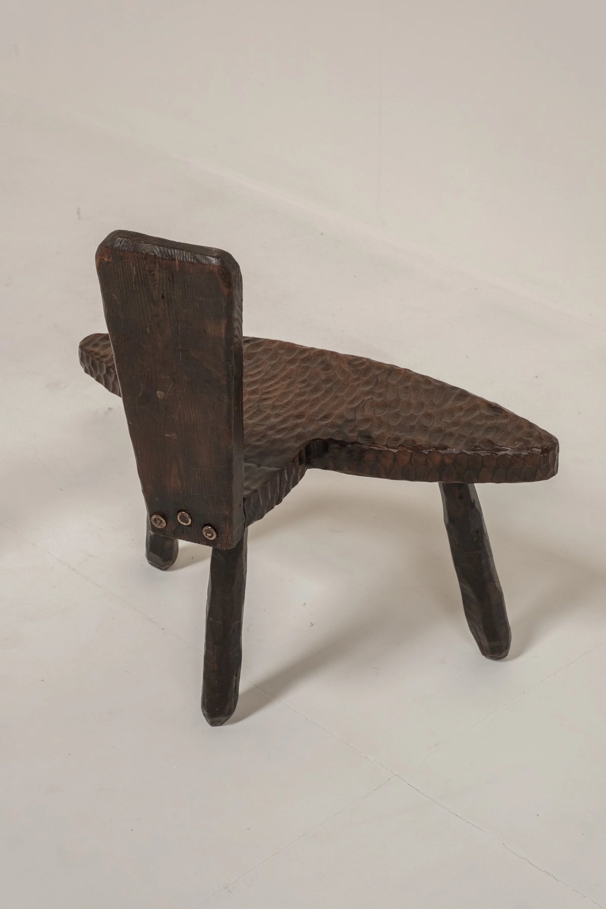 Pair of Hand-Carved Brutalist Wooden Chairs, France, 1950s — lifestyle setting