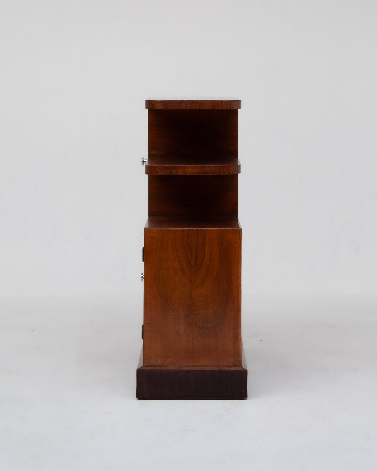 Art Deco walnut storage cabinet side profile view