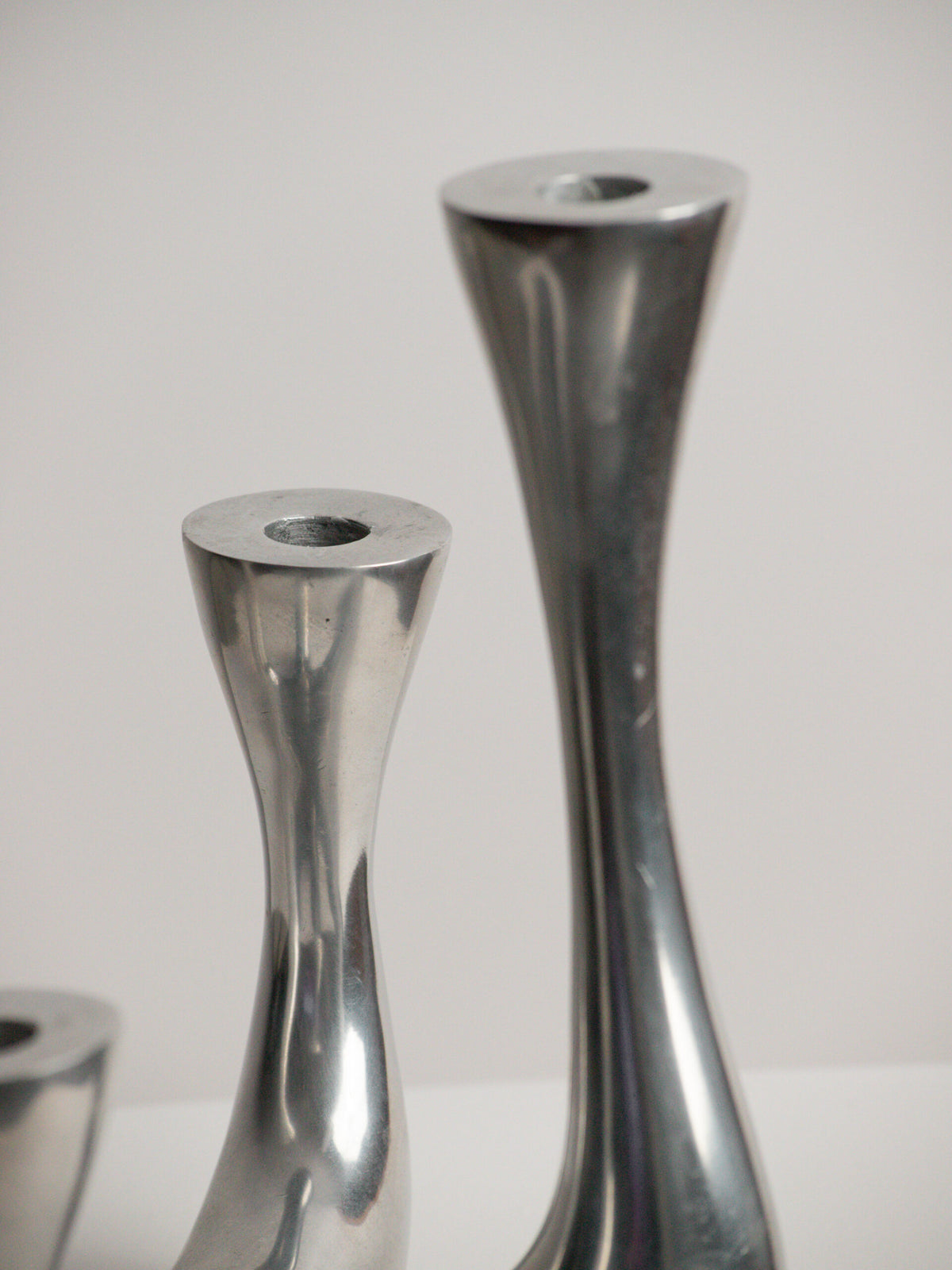Organic Modern Four-Arm Candelabra in Polished Cast Aluminium, Swan Neck Arms, Northern European 1980s — alternate view