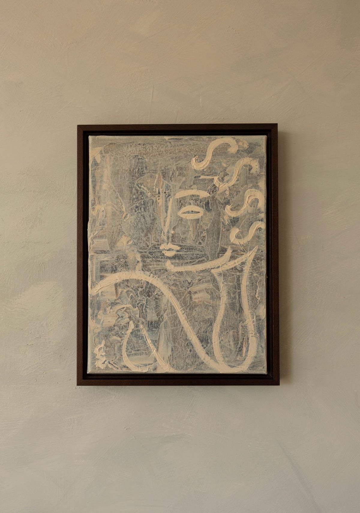 Abstract expressionist painting with flowing curves and muted tones by Claire de Wolf
