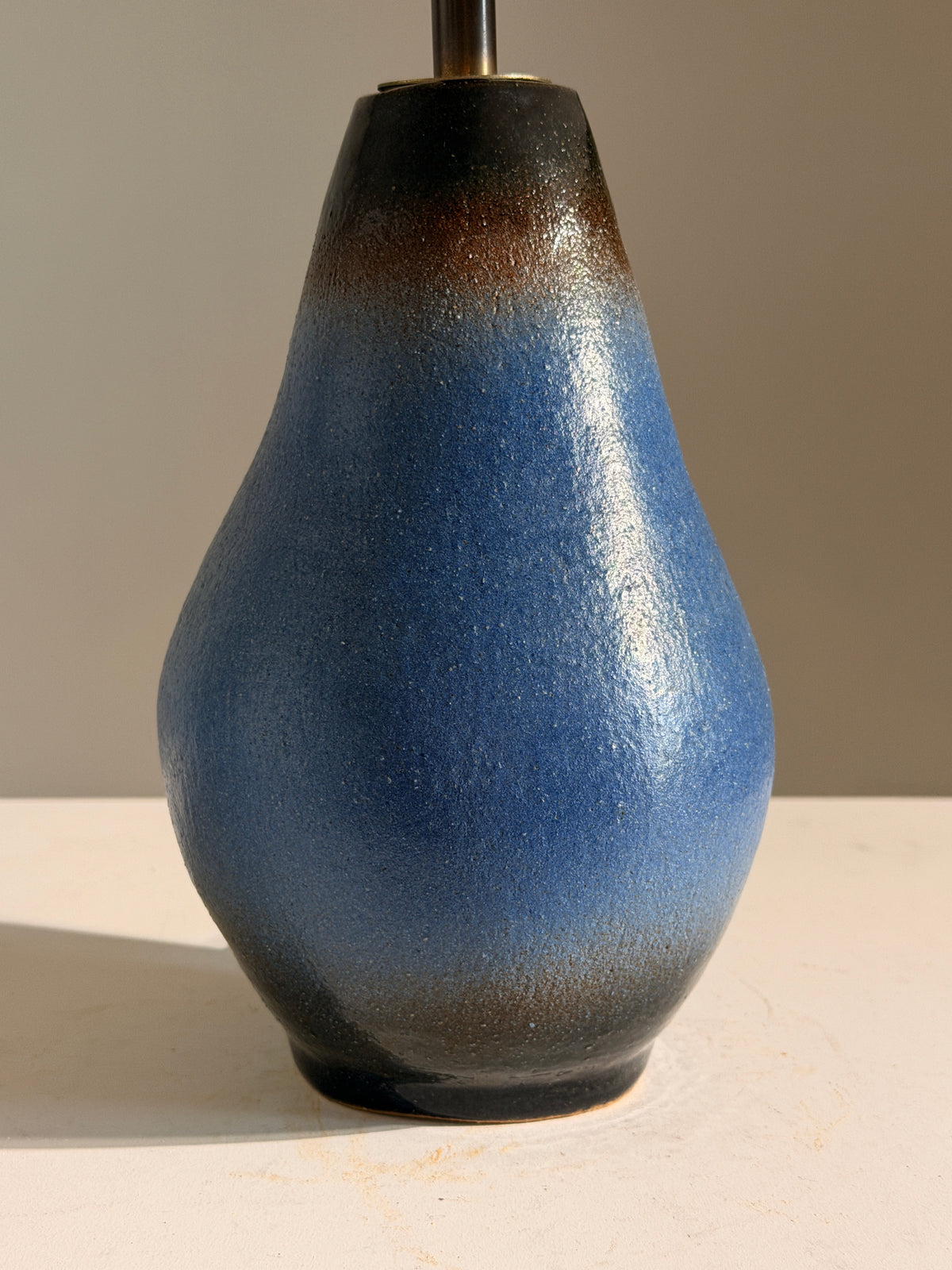 Glazed Stoneware Table Lamp, France, 1980s — detail view