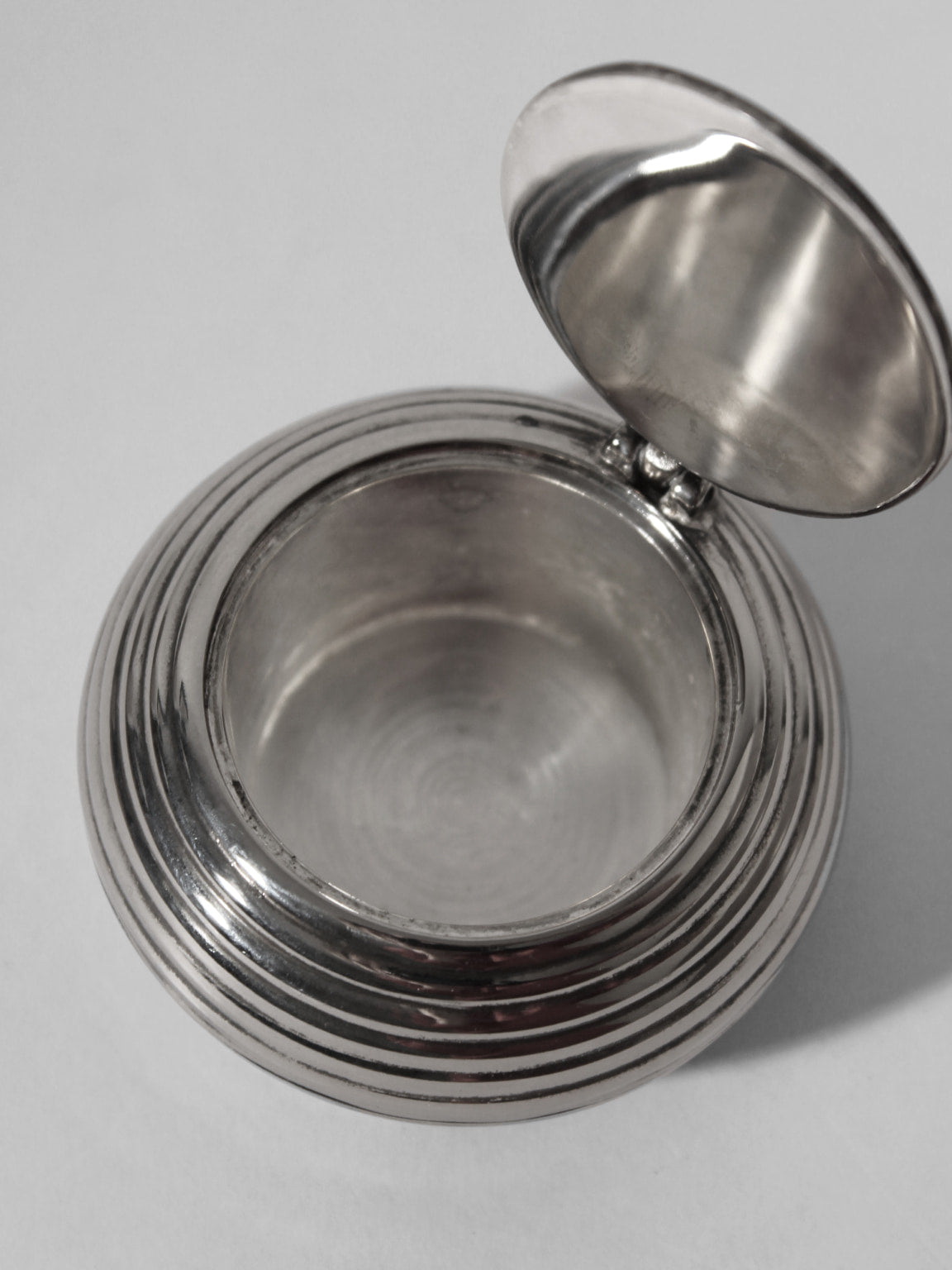 Silver Plated Box, 1950s — top view showing polished silver interior