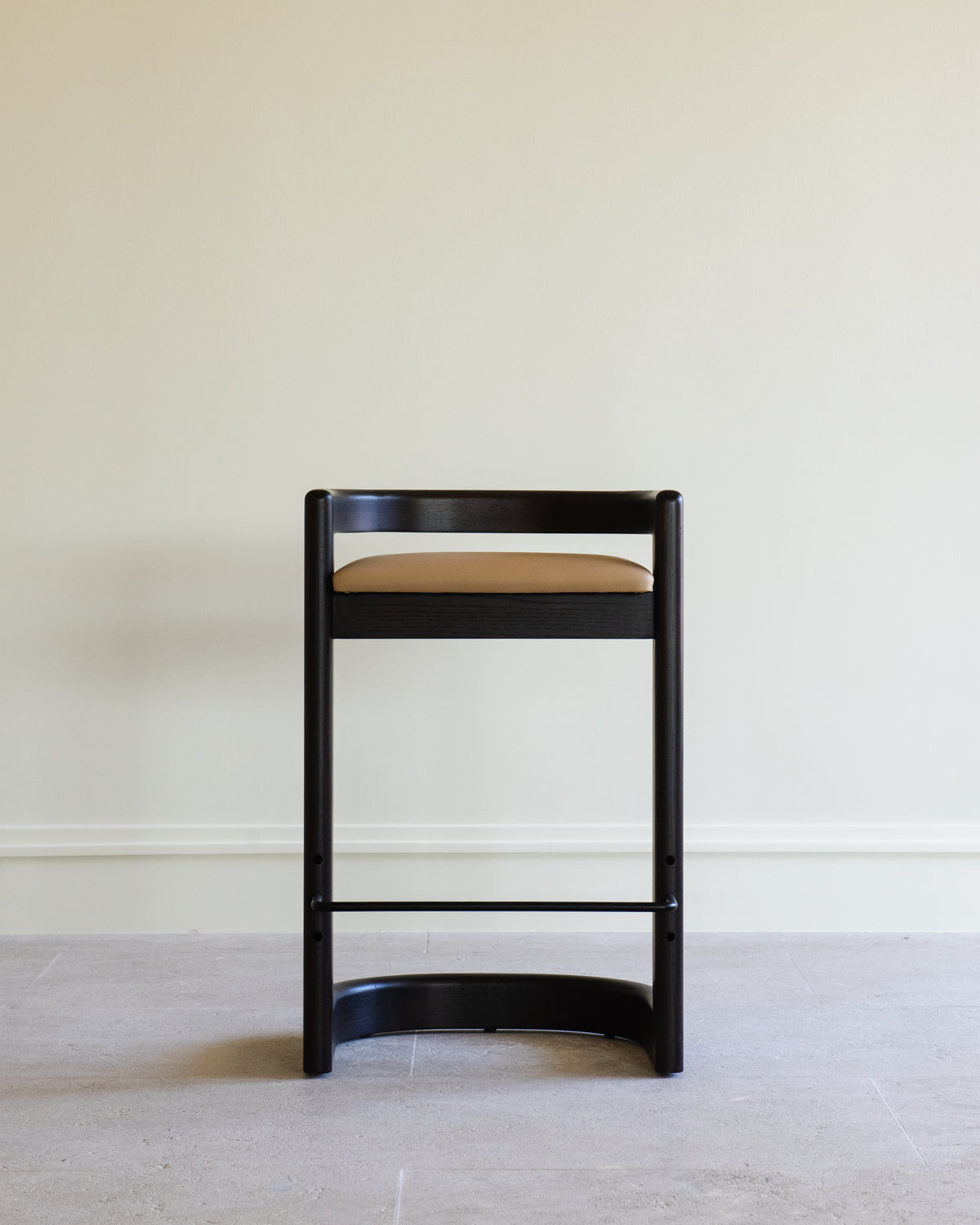 Modern Branden barstool with black frame and tan leather seat
