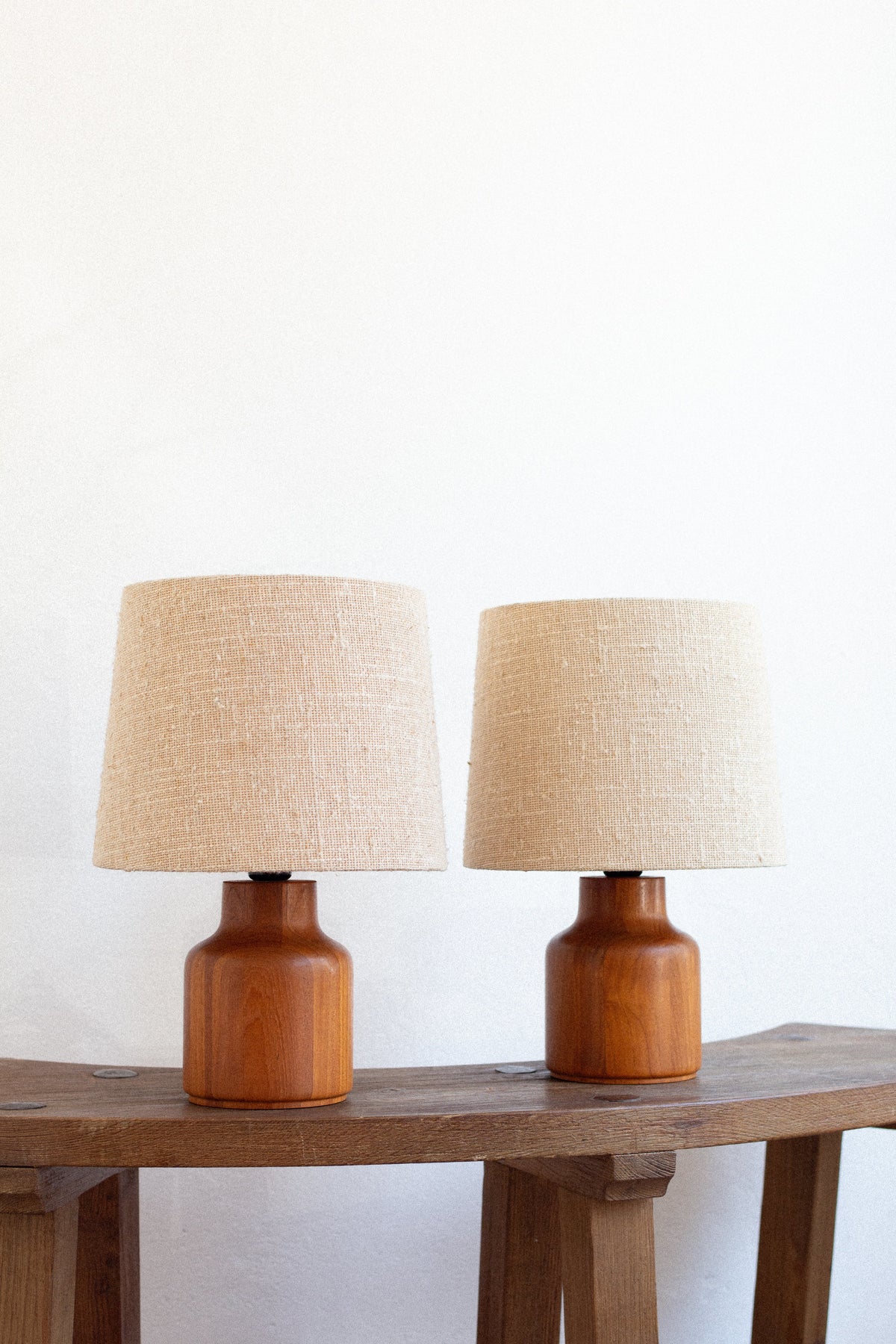 Kirk Copenhagen Teak Table Lamps — side angle