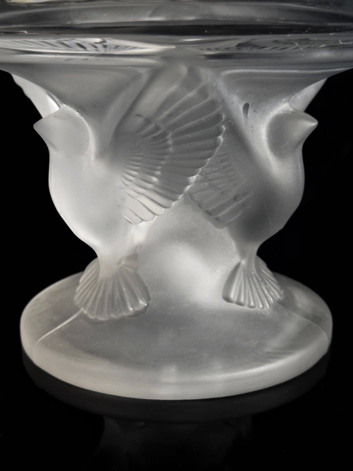 Japanese Art Deco Crystal Centerpiece - Lalique Style 1980s — side angle