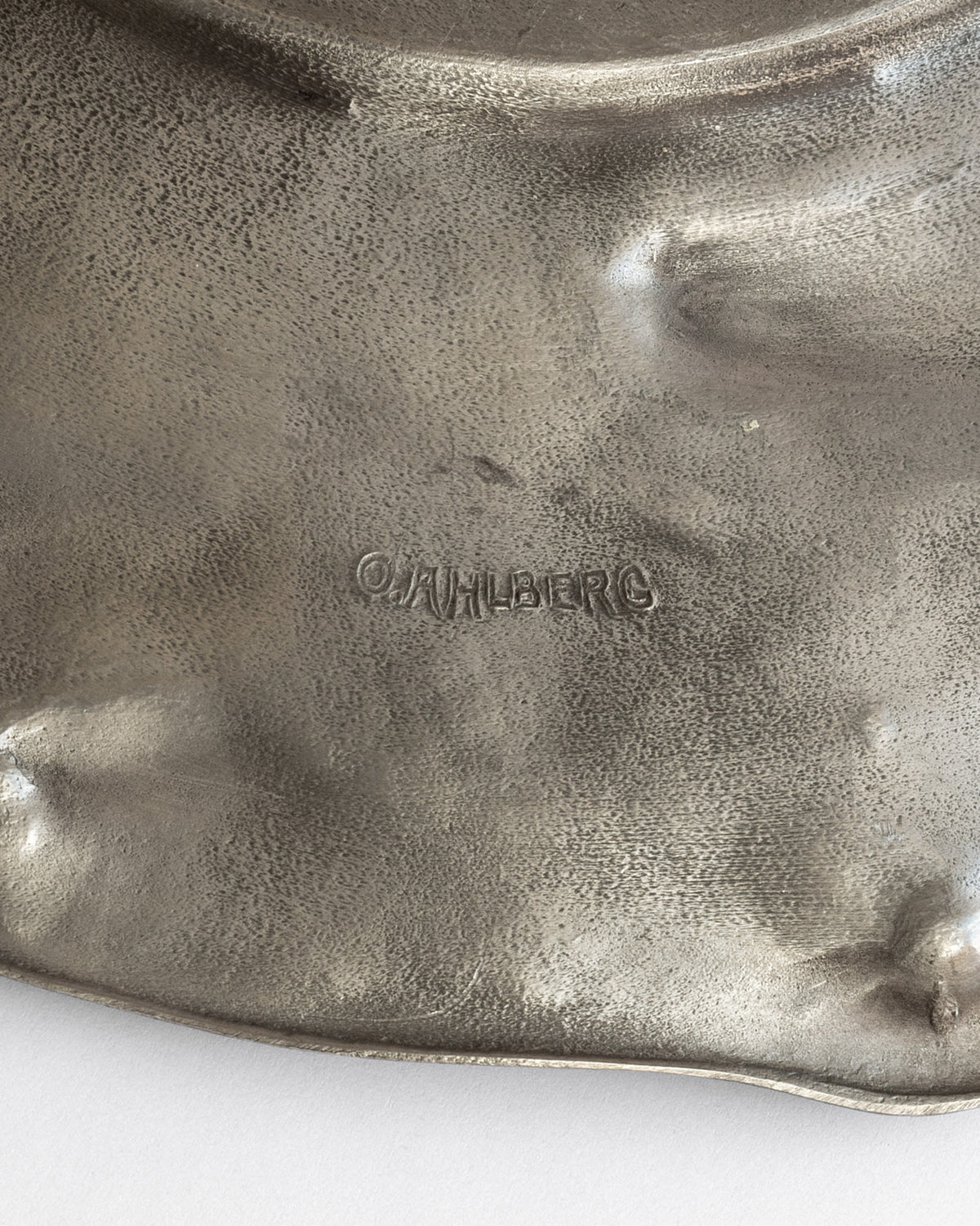 Large Art Nouveau-Style Pewter Plate by Olof Ahlberg, Sweden — lifestyle setting