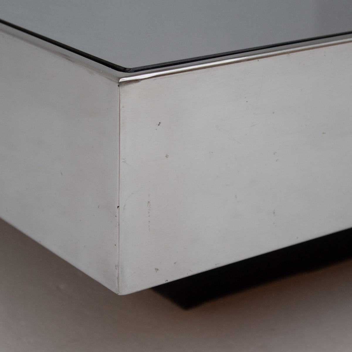 Pair of Italian Smoked Glass and Brushed Metal Coffee Tables — view 9