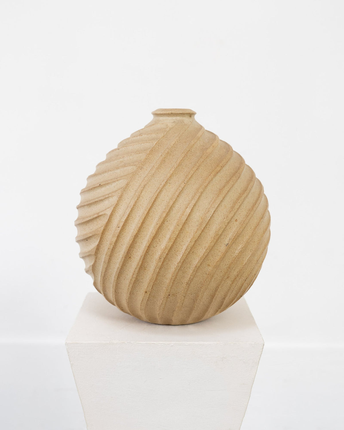 Vintage Mid Century Modern Sculptural Stoneware Vessel — detail view