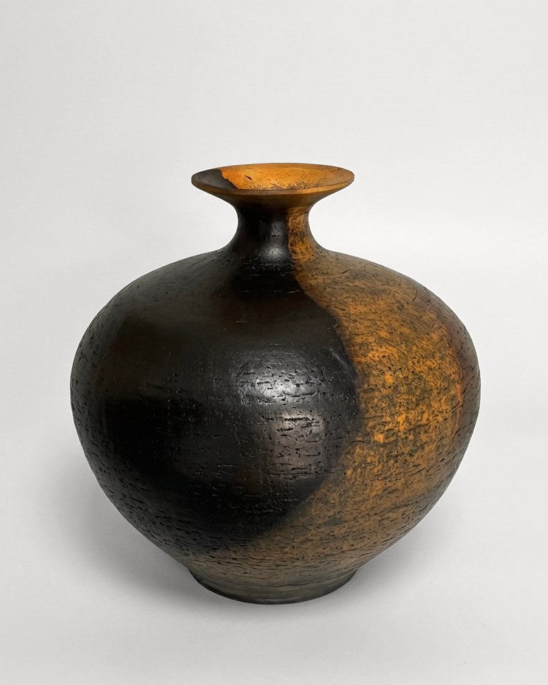 Lipari Vase – Terra sigillata, smoke-fired raku — side angle