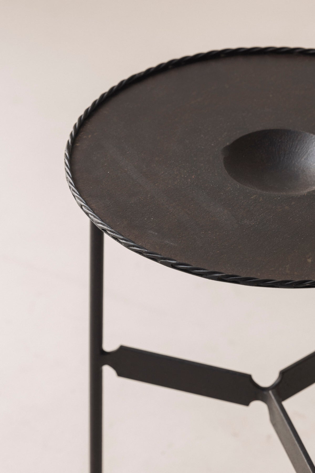 French Guéridon Side Table in Patinated Iron, 1940s. — lifestyle setting
