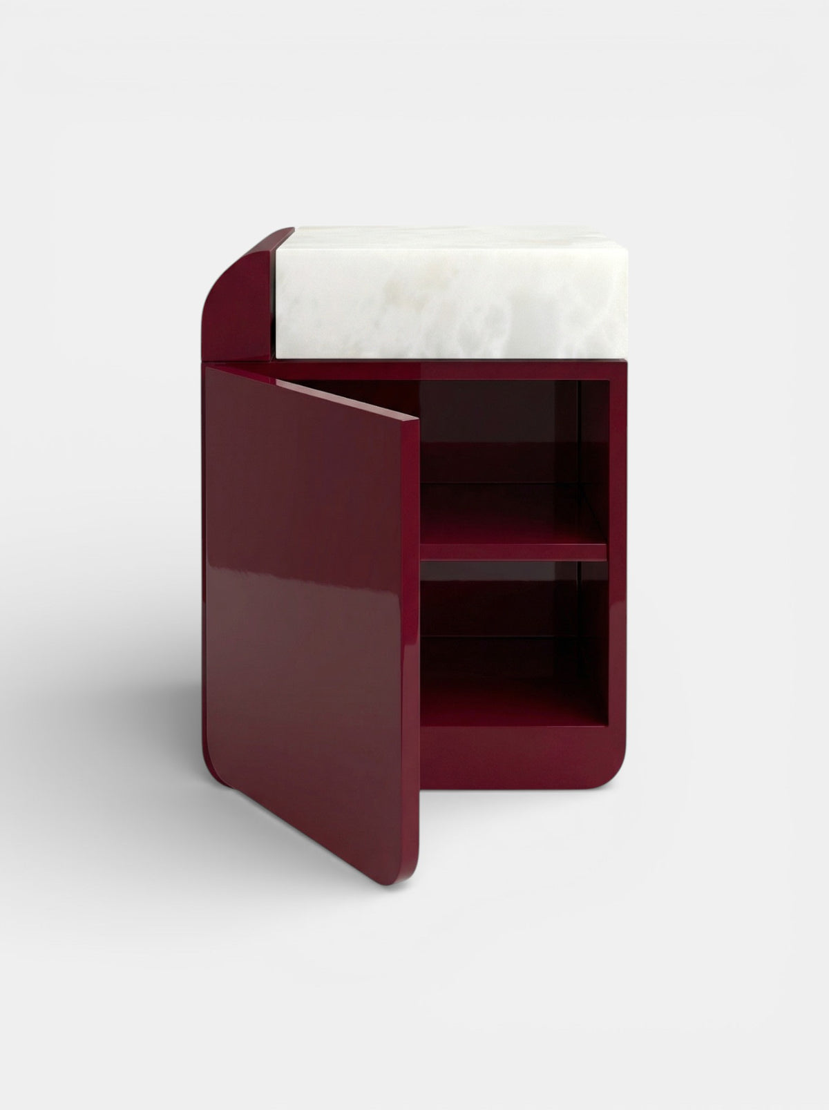 "Amo" Bordeaux and White Onyx Table — side angle