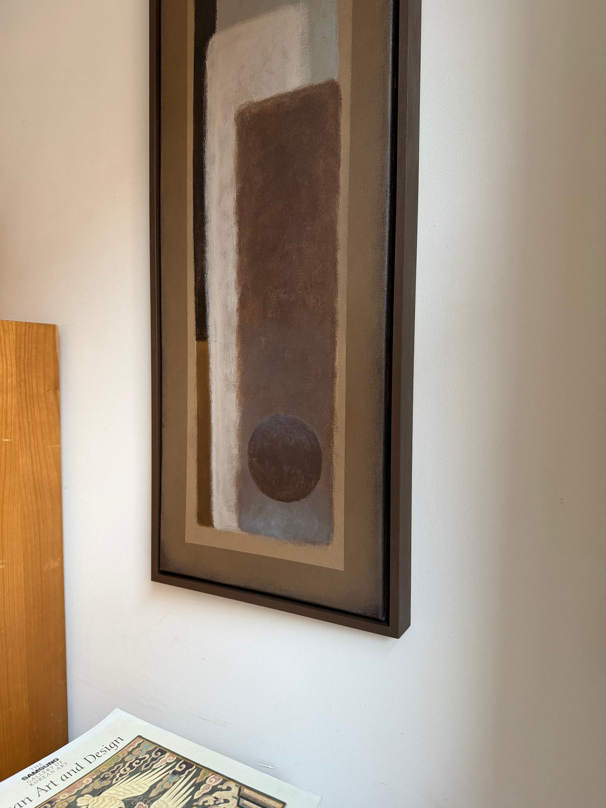 Mauve Sunset - Wood and Linen Painting Contemporary Style — close-up