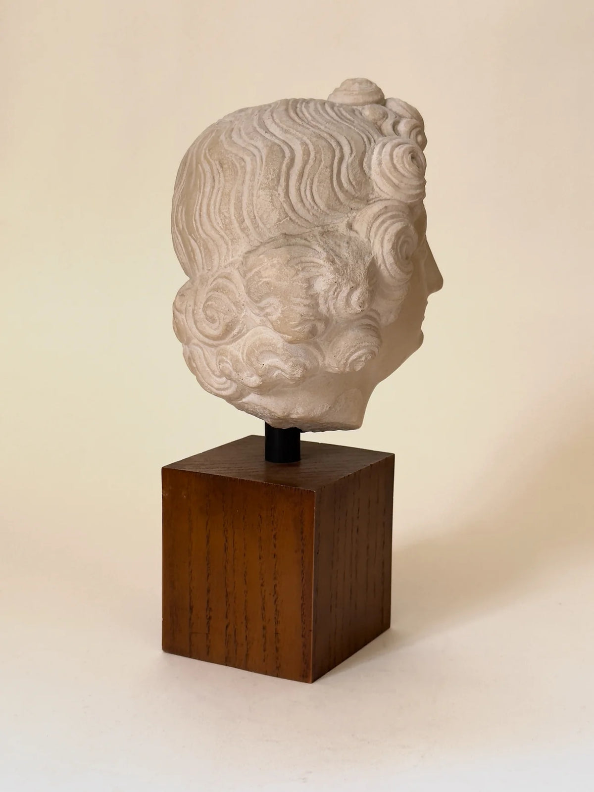 Plaster Sculpture on Wooden Base, c. 1920 — side view highlighting textured plaster details