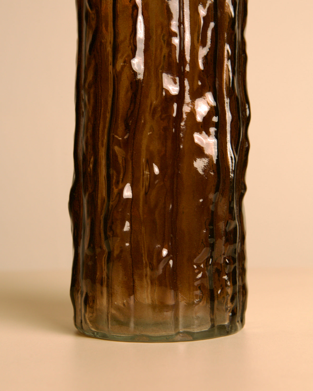 Amber Blown Glass Vase with Bark Texture, Italy, 1980s — lifestyle setting