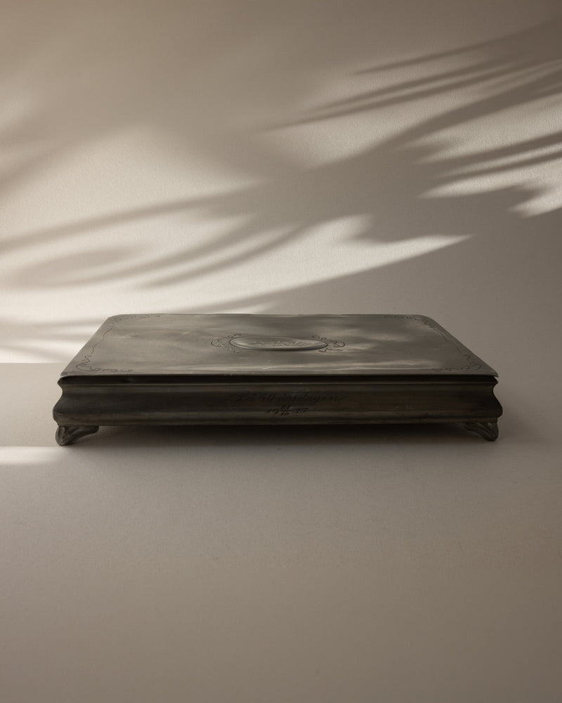 J.L. Hultman for Svenskt Tenn Swedish Grace Pewter Gaming Box with 1933 Öberg Cards by Trove Paris | The Oblist