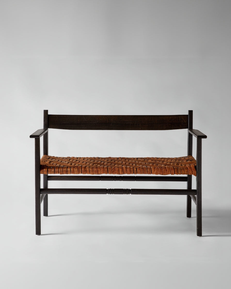 Silo Settee by fern | The Oblist — handcrafted wood and woven leather