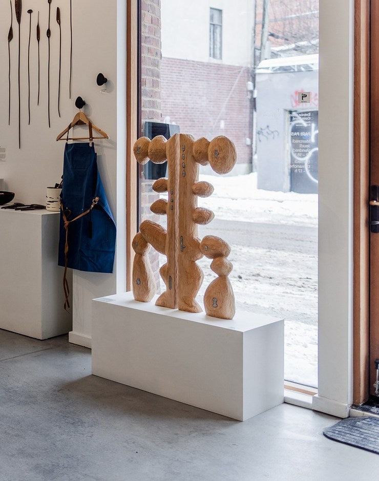 Wood sculpture Étude 31 by Karim Charlebois, gallery view