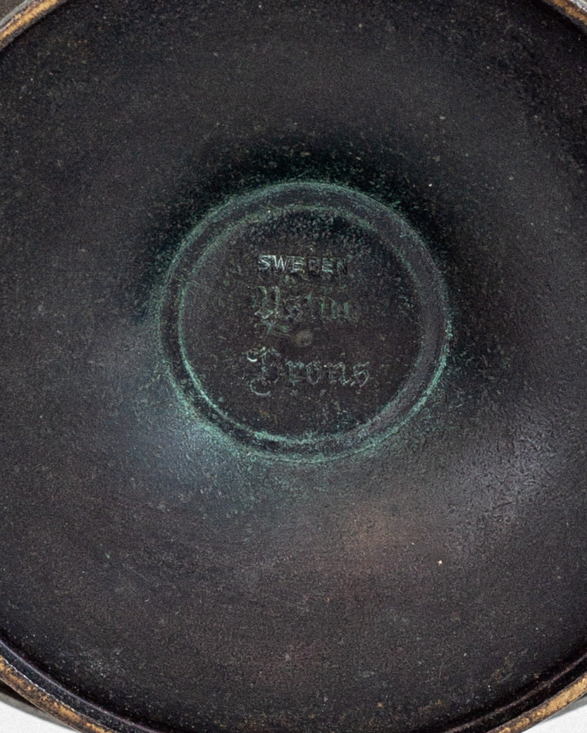 Bronze pedestal bowl base stamp showing Ystad Metall Sweden marking