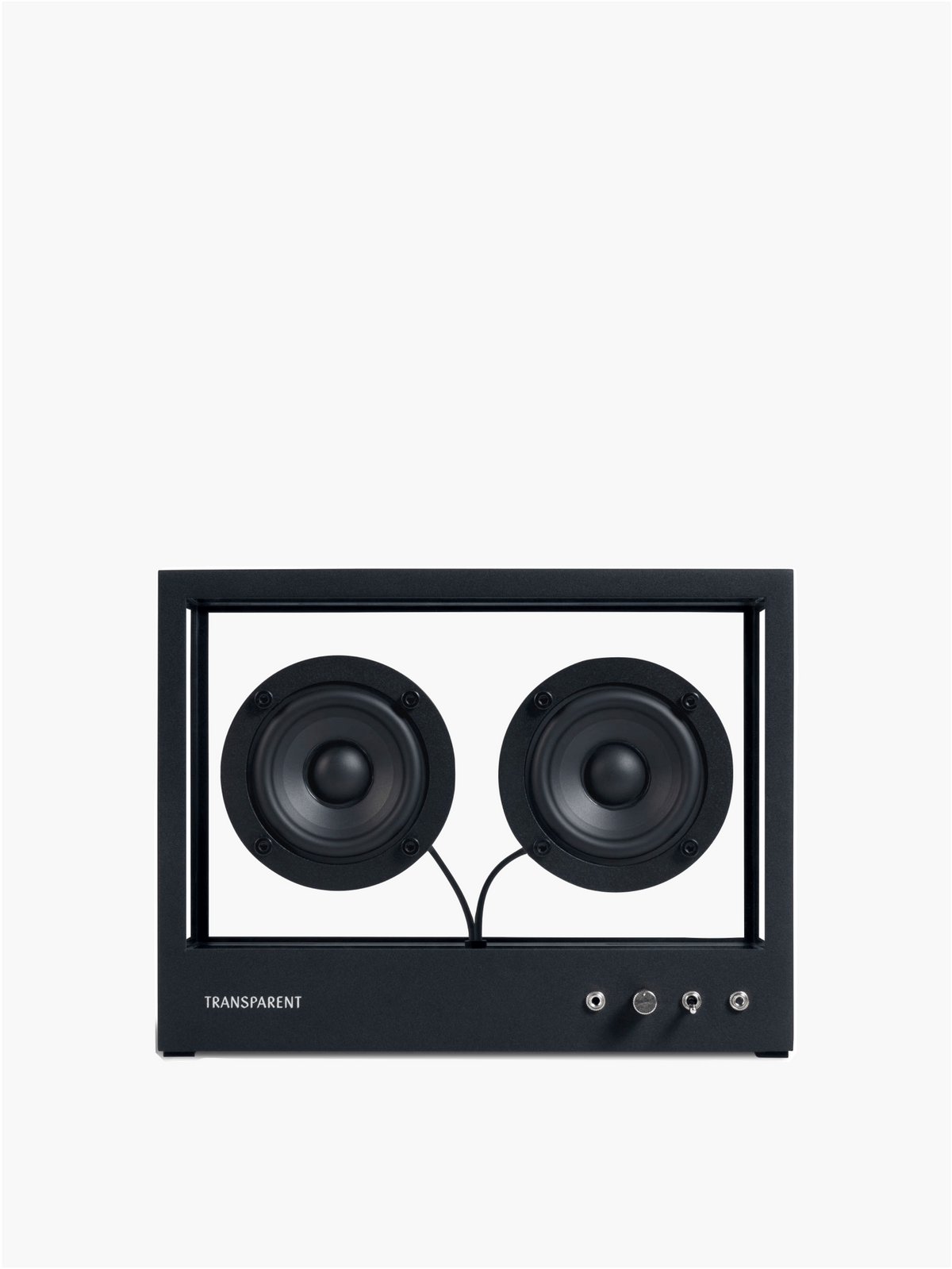Small Transparent Speaker Black - Bluetooth — front view showing dual speakers and controls