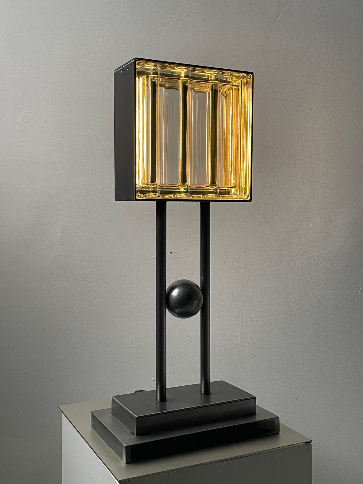 Fluted Glass Block Lamp — close-up