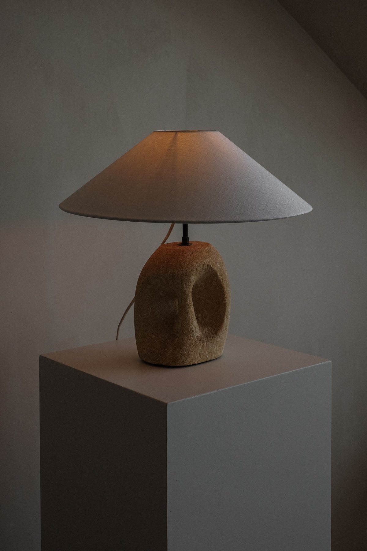 Table Lamp in Hand-Carved Stone by Pierre-Albert Tormos, 1970s by septembre studios | The Oblist