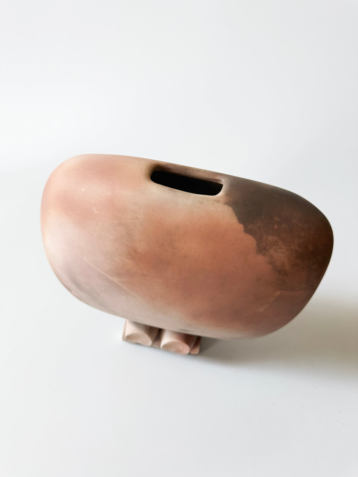 Large Cushion Style Raku Vessel — side angle