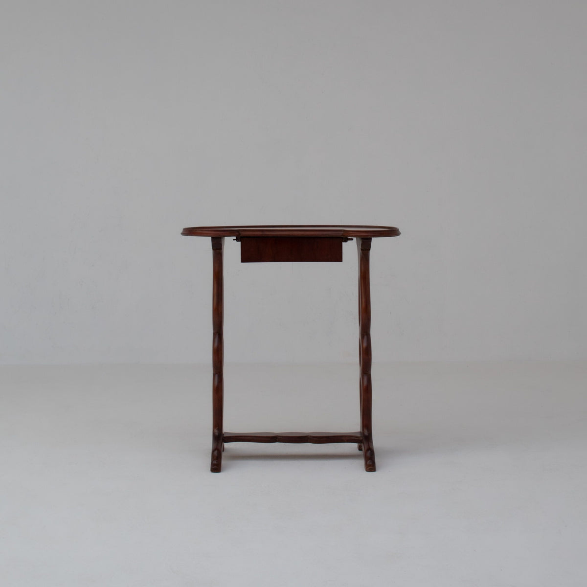 Michel Briard Sculptural Mahogany Side Table with Drawer — close-up