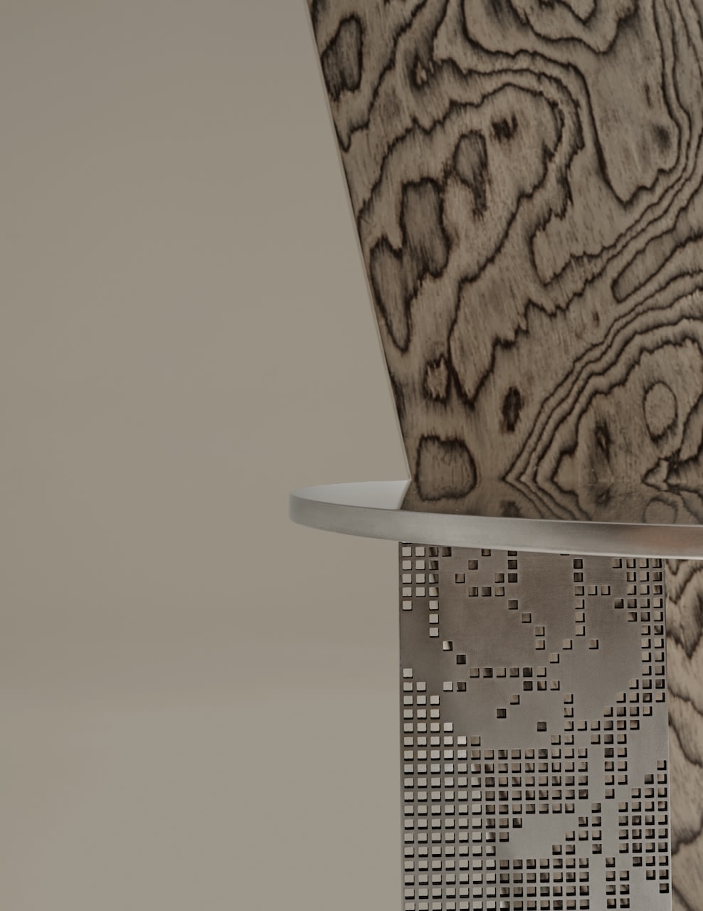 Wood grain detail of Runa chair showing intricate natural patterns