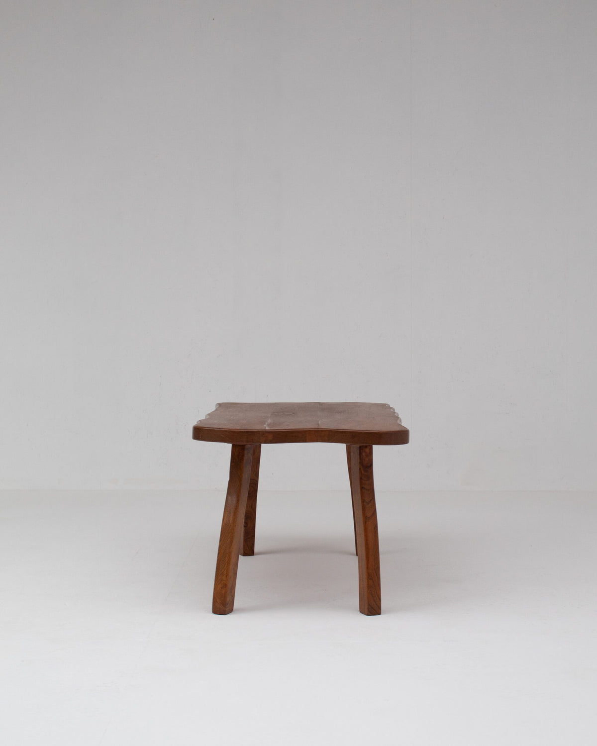 Handcrafted Sculptural Brutalist Solid Elm Side Table — side angle