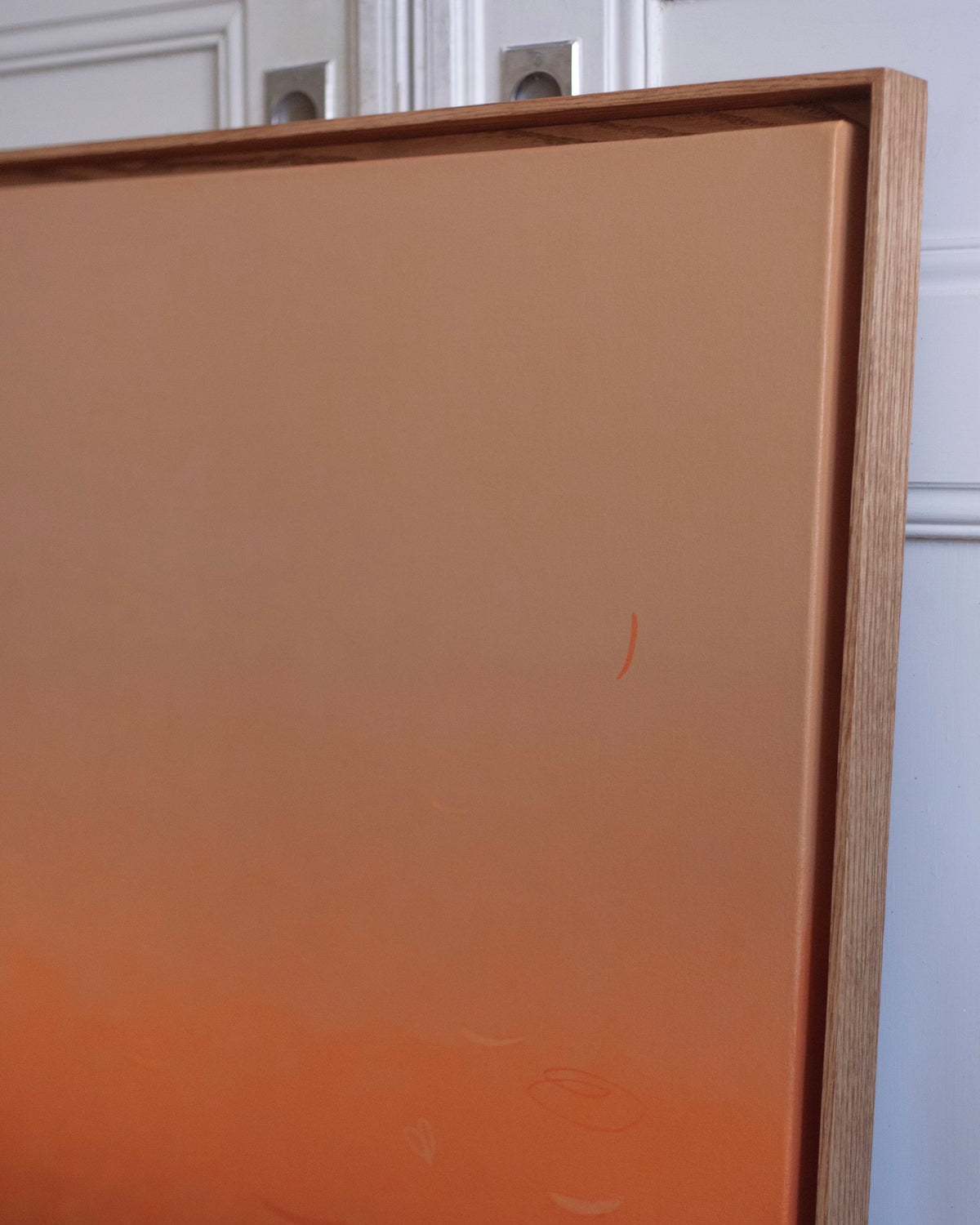 Slow Burn, 2026 Painting — top view of orange gradient canvas