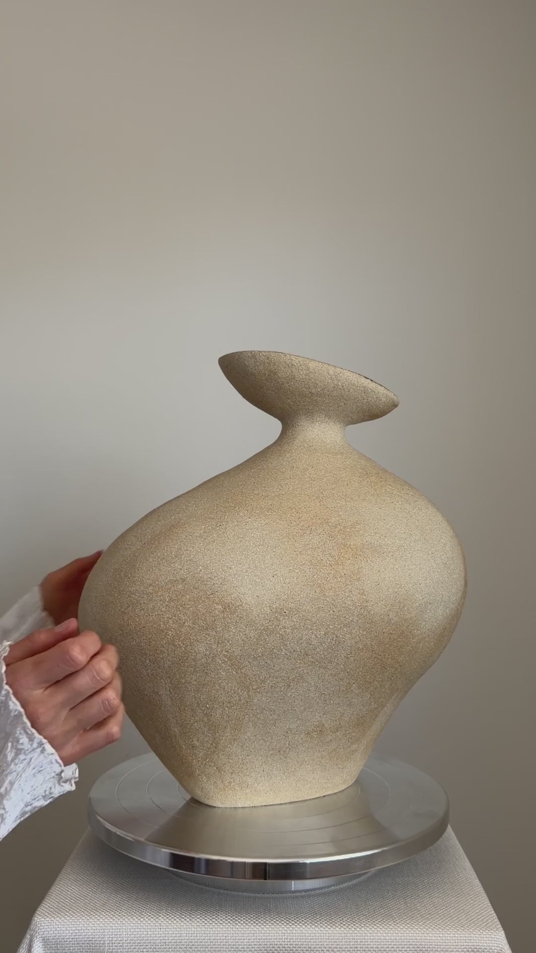 Asymmetric Vase in Ceramic and Stone | Wabi-sabi Sculptural Vase - Video