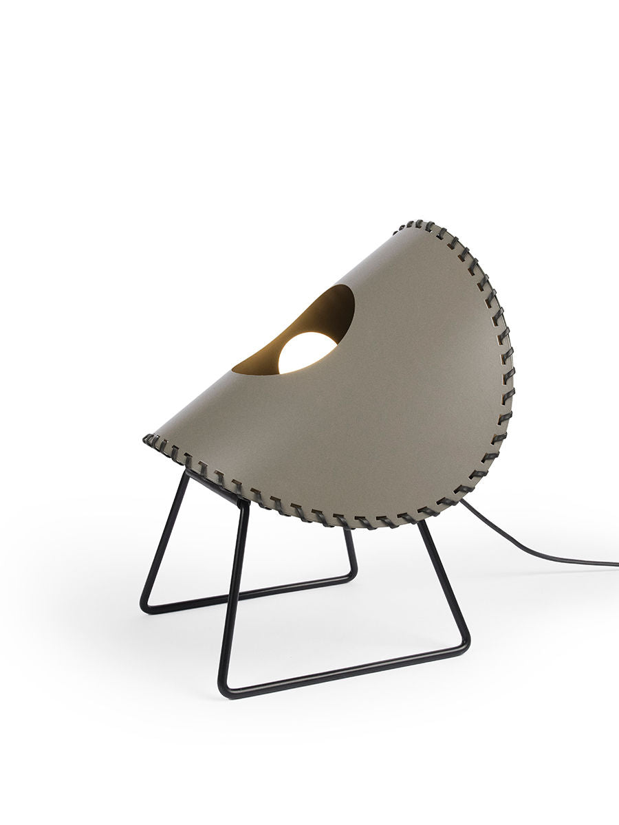 Zero' Floor Lamp — back view highlighting gray fabric and metal frame