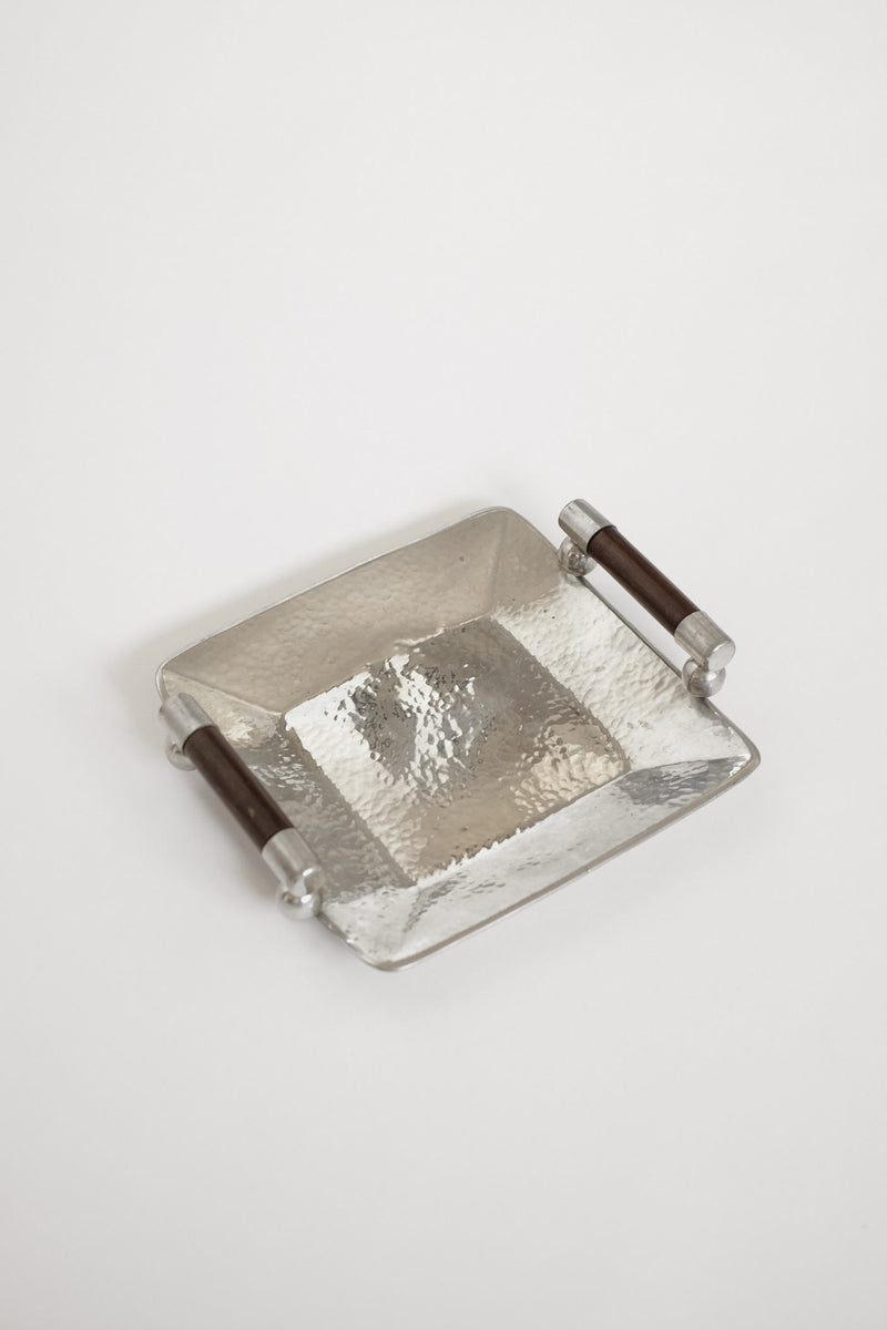 Hammered Pewter Tray with Wooden Handles by Schohaus by septembre studios | The Oblist
