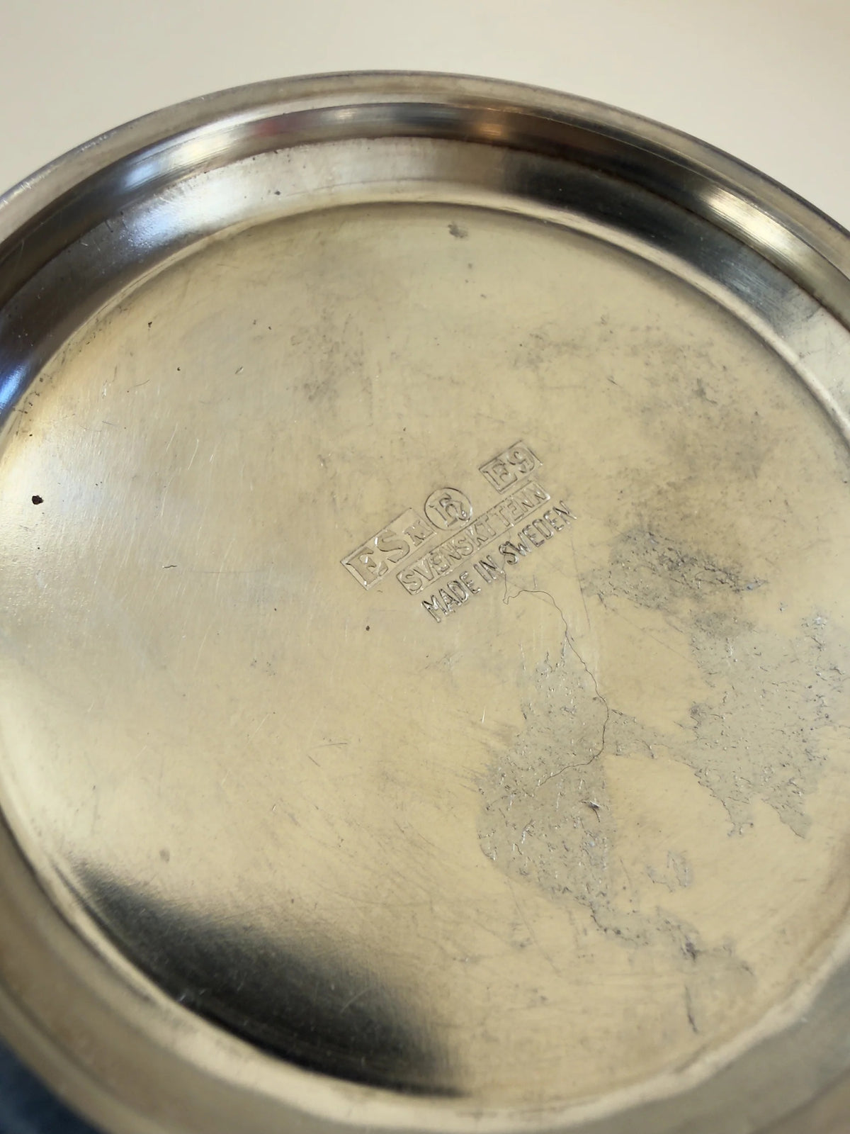 Pewter Vase by Ernst Svedbom, 1955 — underside view showing maker's mark