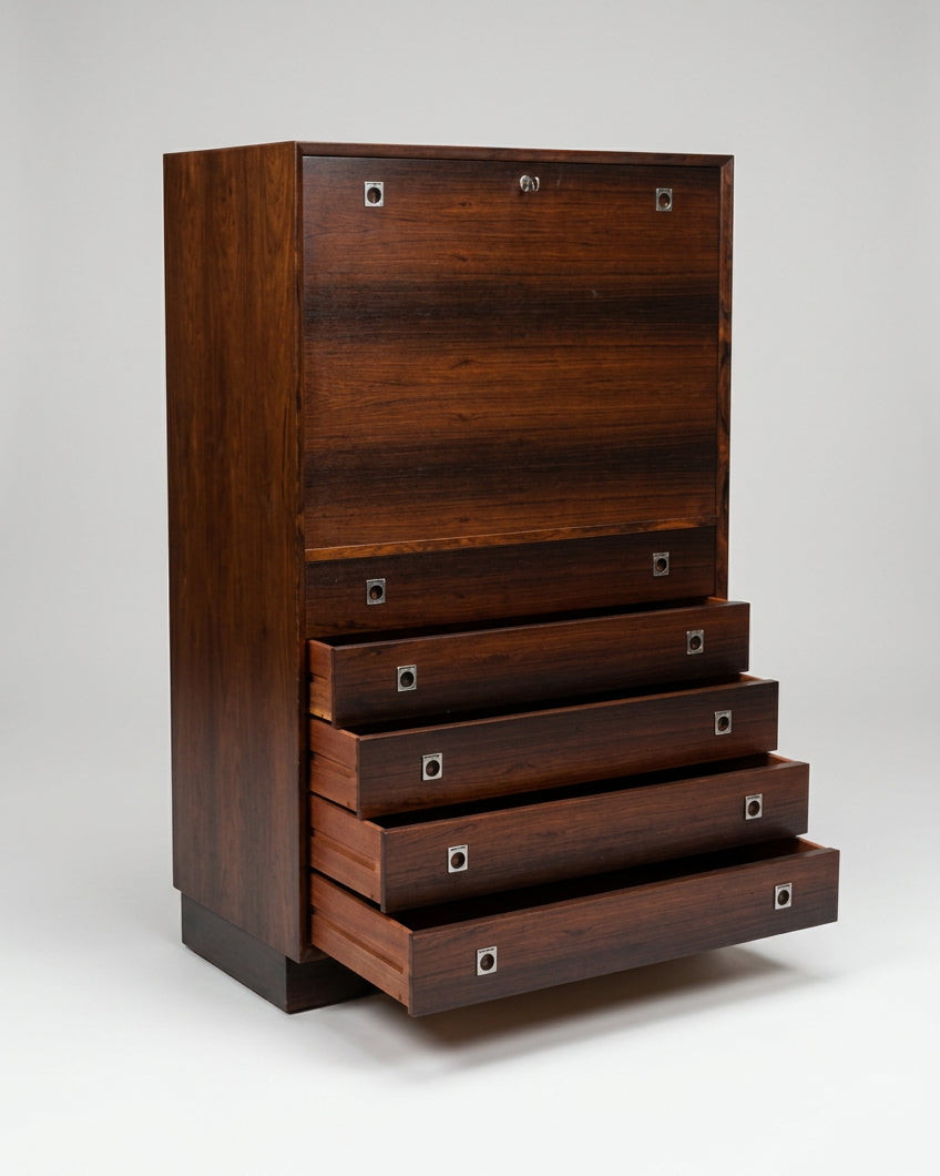 Arne Vodder Rosewood Secretary Sibast — side angle