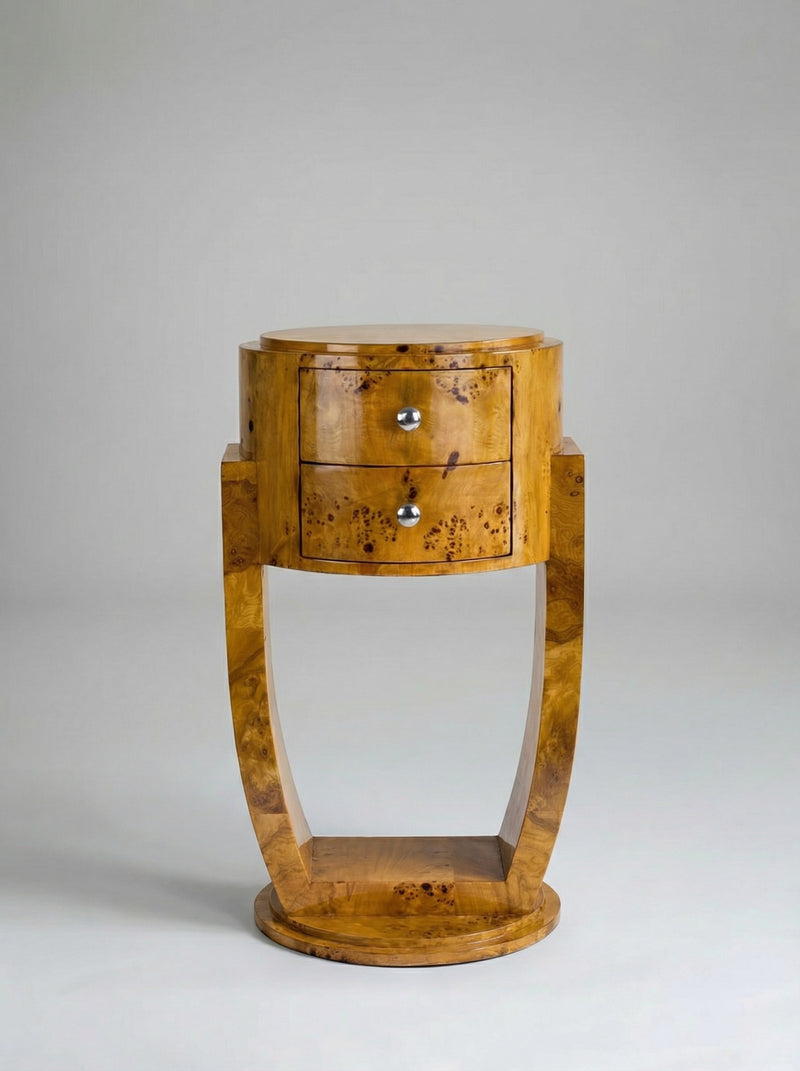 'Guillemets' Olive Burl Wood Bedside Table by Meola Interiors | The Oblist