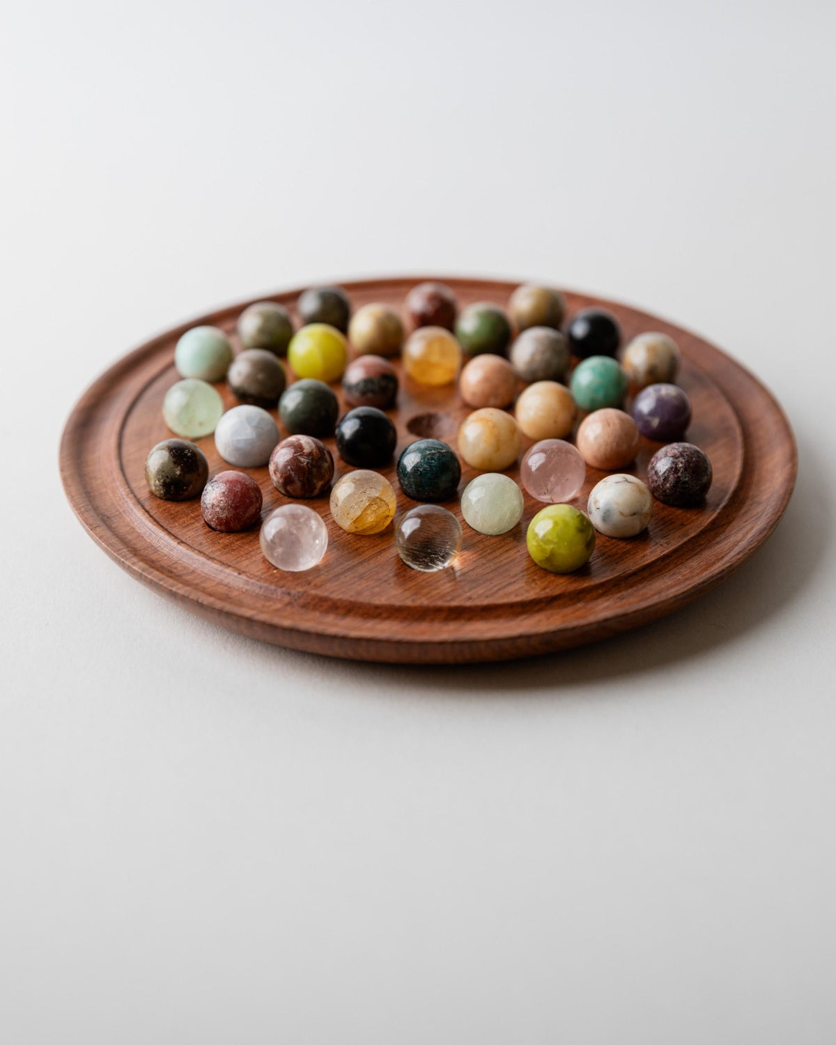 Vintage 1960s Solitaire Board Game, Wooden Game Board with Stone Marbles, Classic Strategy Game, Mid Century Table Game, Timeless Gift Idea — view 10