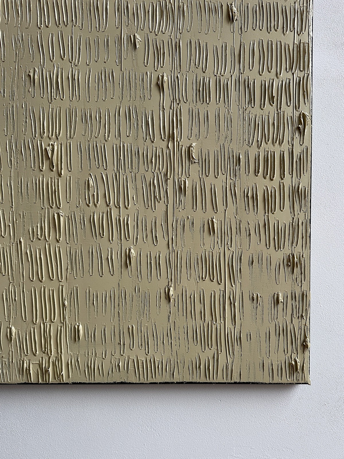Buff Titanium - Turf Series' Painting — side angle showing textured surface