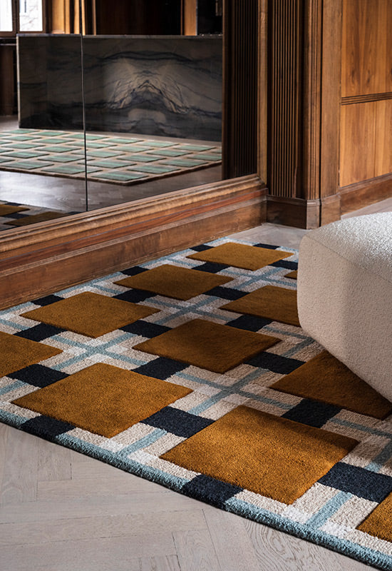 'Ochre Fields' Handmade Wool Rug by Evelina Kroon — detail view