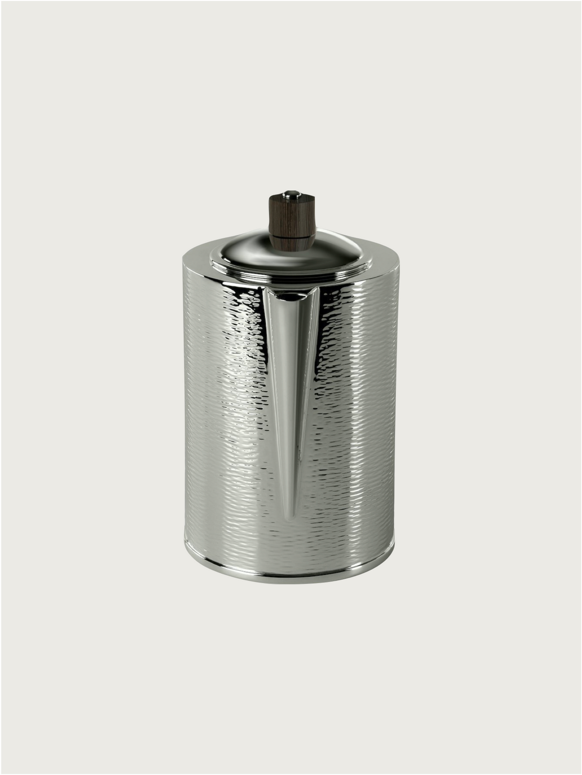 Small Coffee Pot Ebony — side angle showing textured silver finish