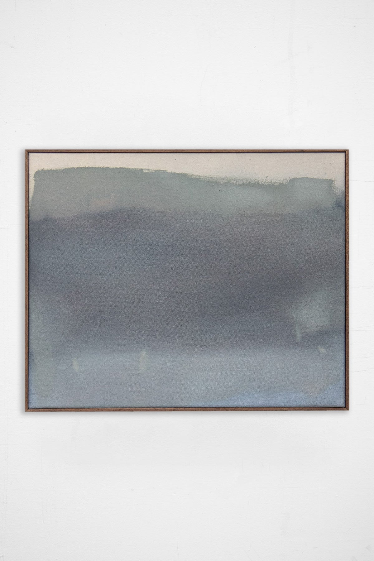 Dawn Grey abstract painting with misty blue-grey brushstrokes on linen