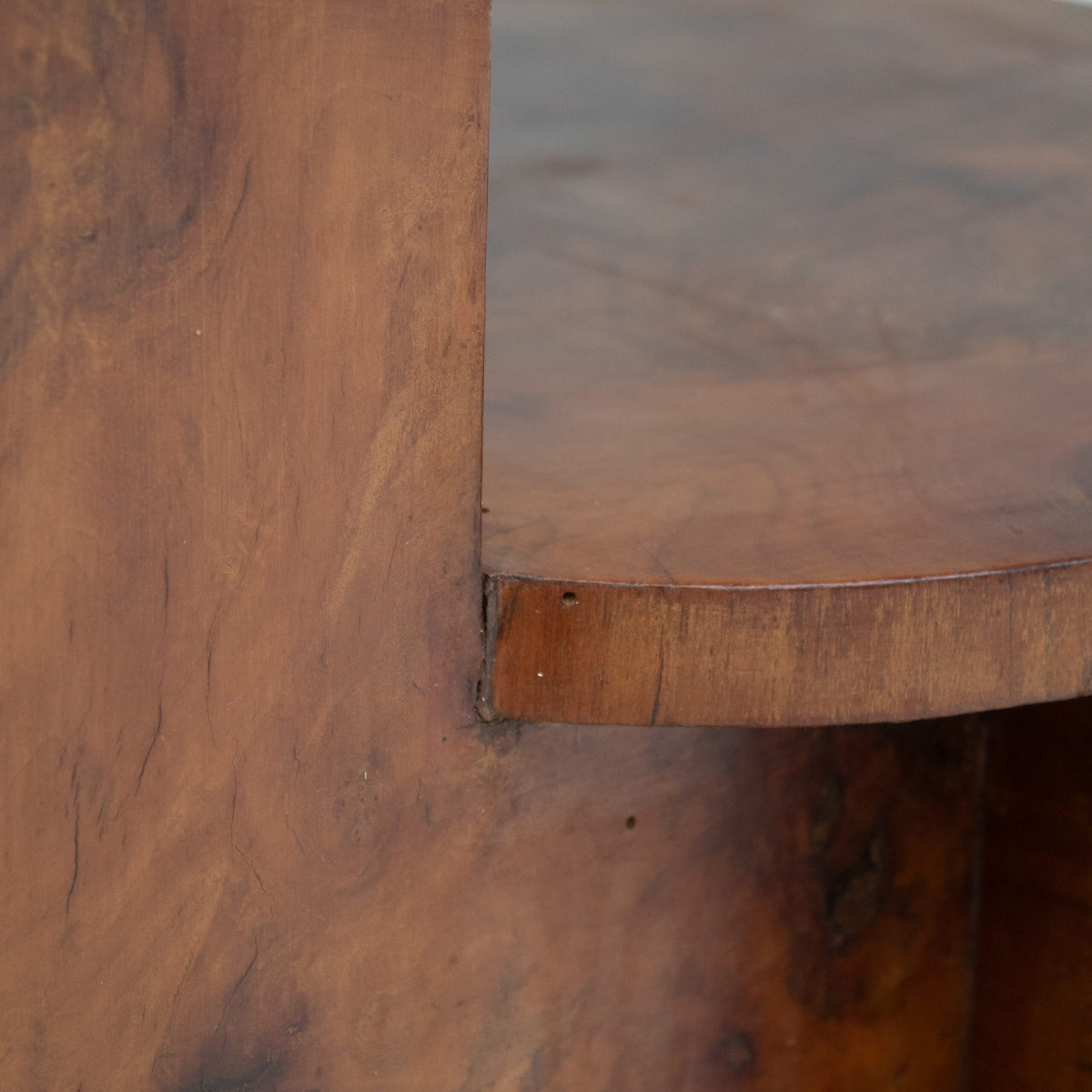 Art Deco Etagere Shelf Unit — top view of wooden shelf edge
