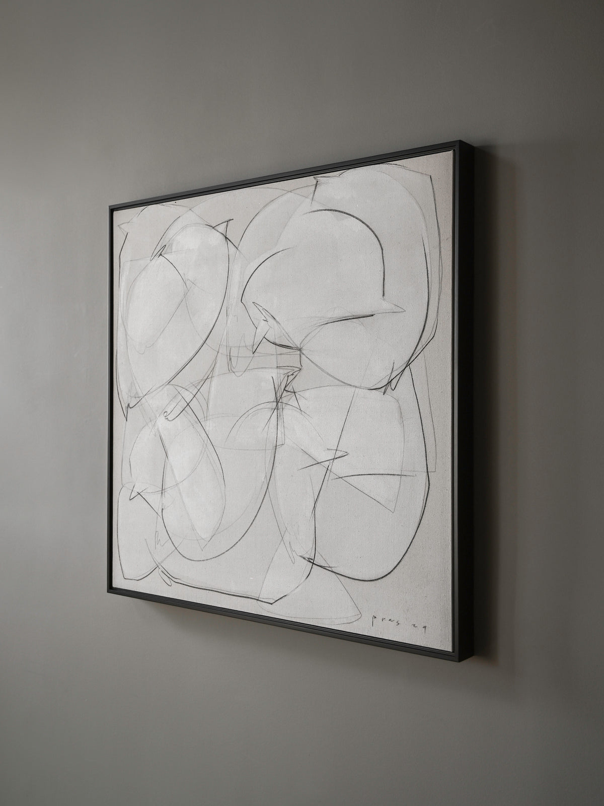 Abstract Graphite On Canvas Artwork — detail view