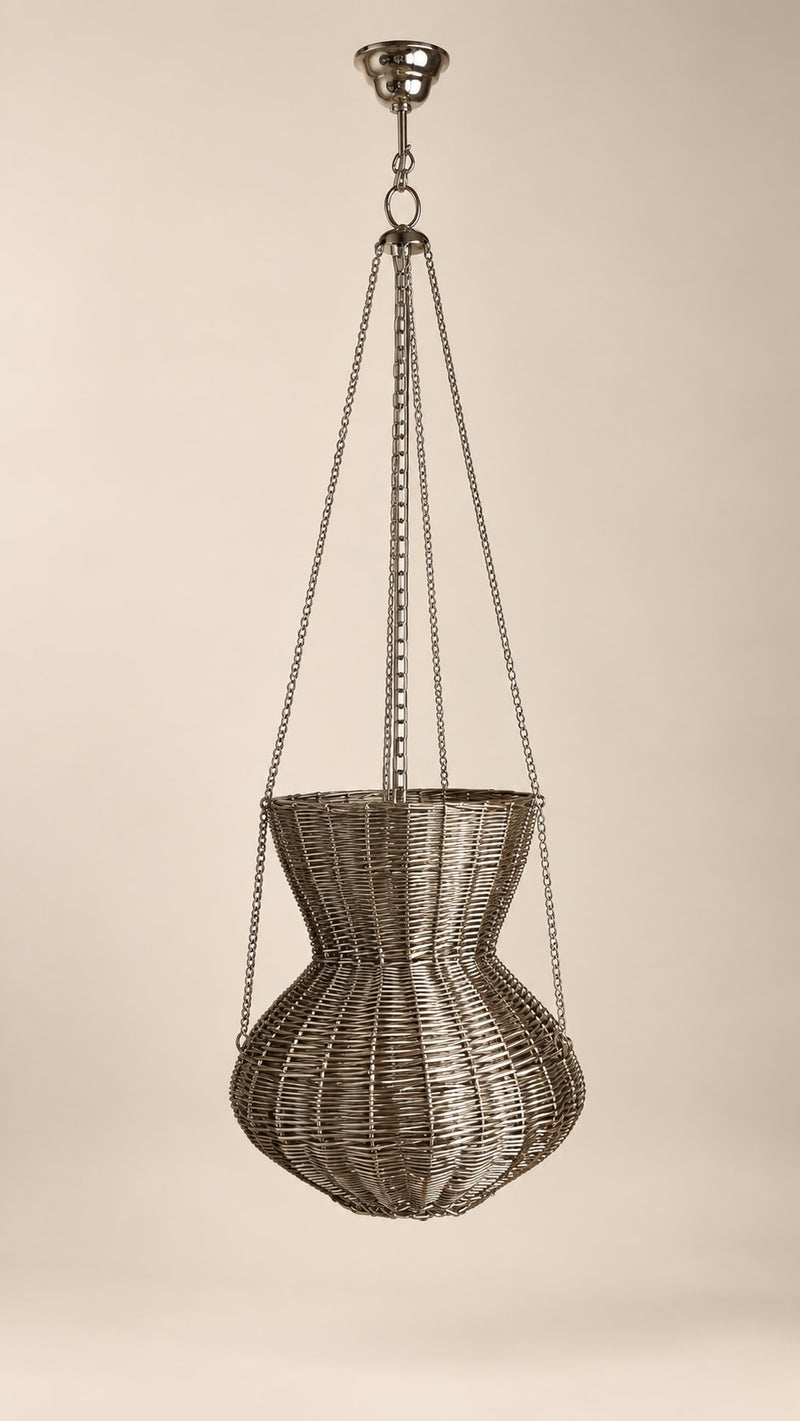 OMAN Contemporary Pendant Light in Metal and Woven Wicker design by Léa Zeroil by CASPAL | The Oblist