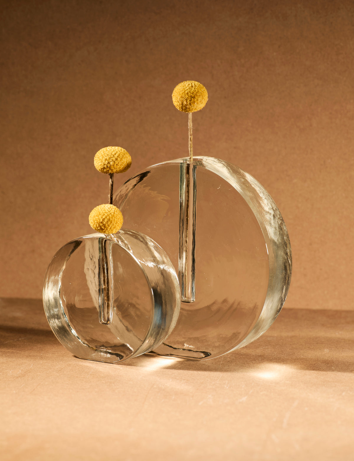 Vintage Scandinavian Clear Vase in Glass — angled view with decorative stems