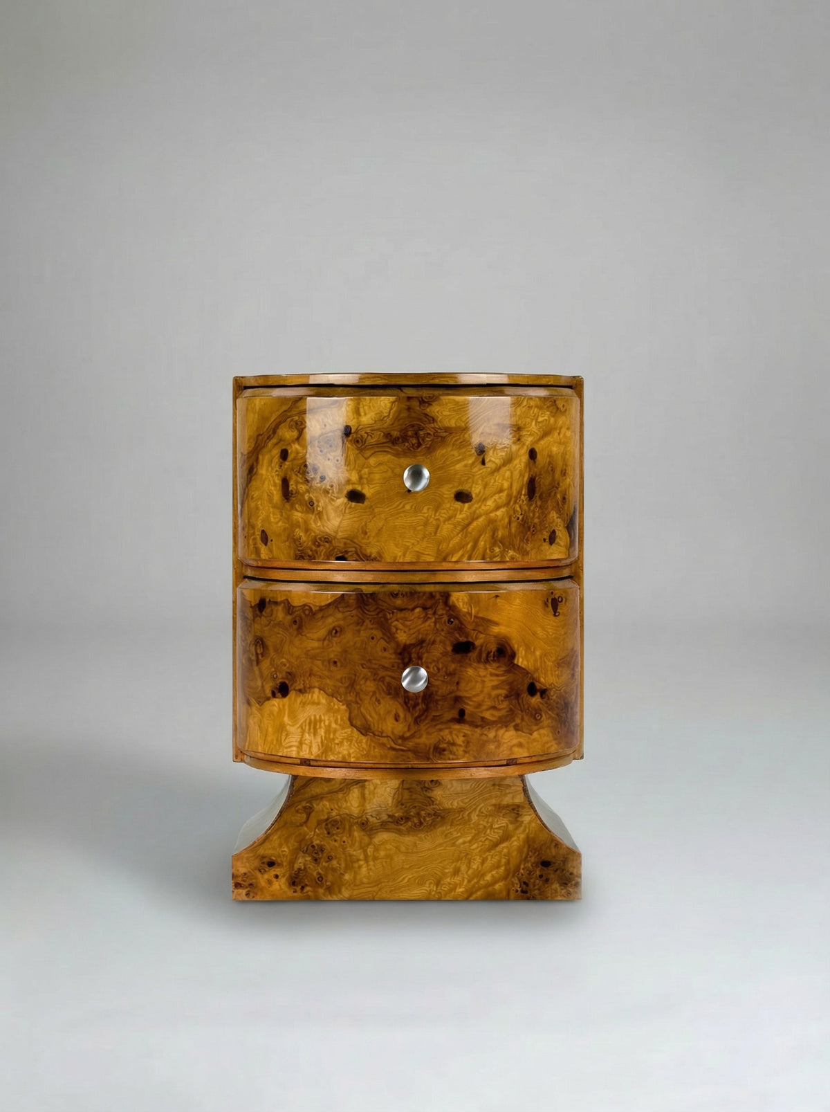 'Jumeaux' Olive Burl Bedside Table by Meola Interiors | The Oblist
