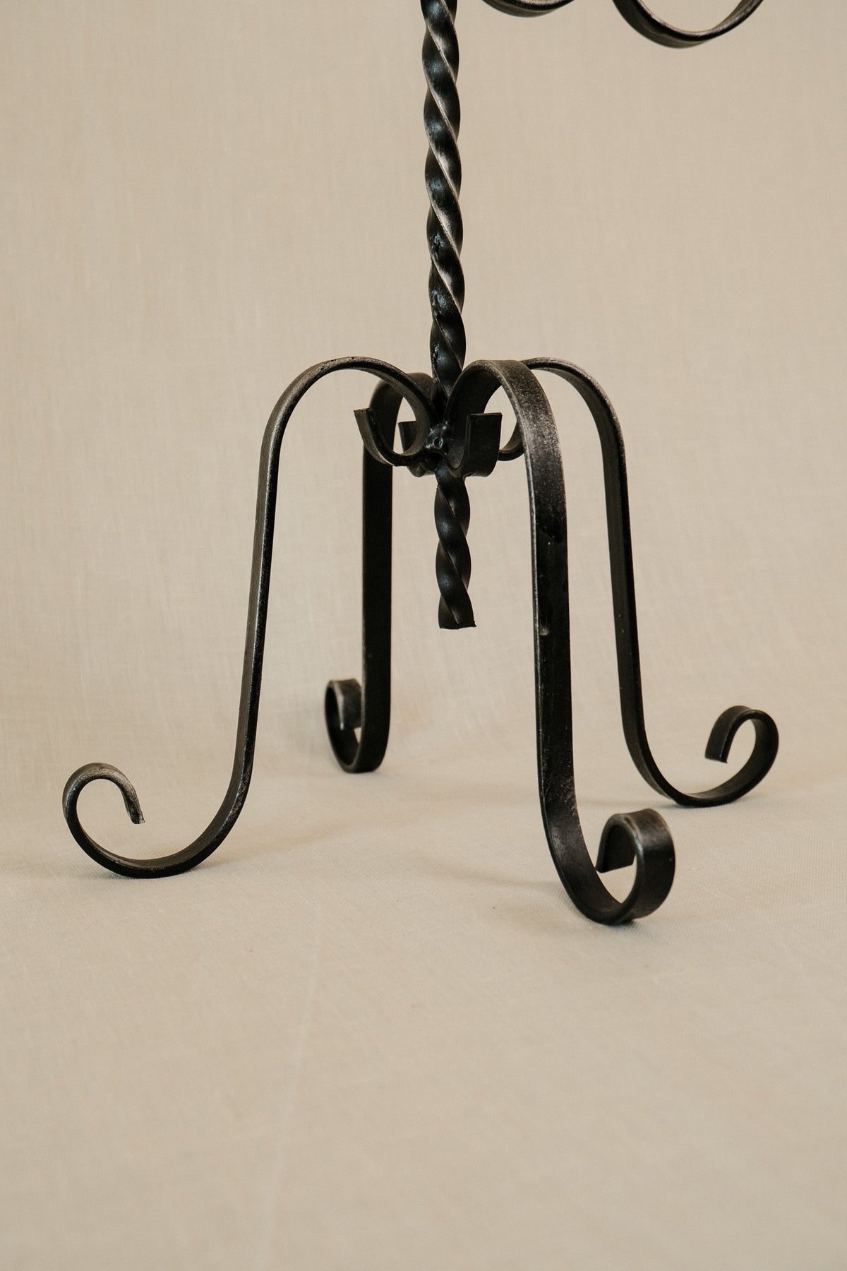 Large Vintage Wrought Iron Five-Candle Candelabra, 1970s — close-up