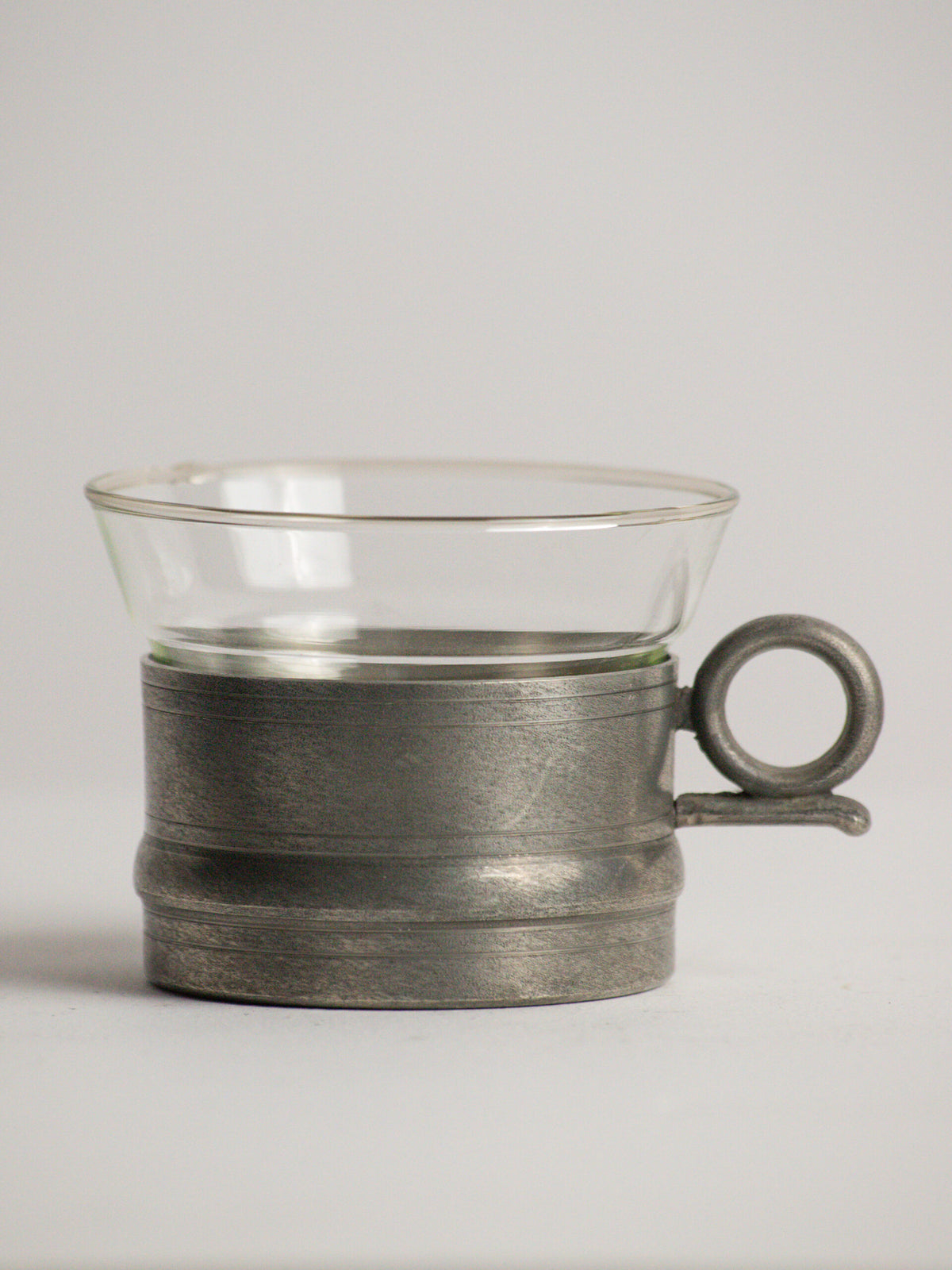 Set of Six Scandia Tenn Pewter Tea Glass Holders with Pressed Glass Inserts, Karlshamn, Sweden, 1977 — view 9