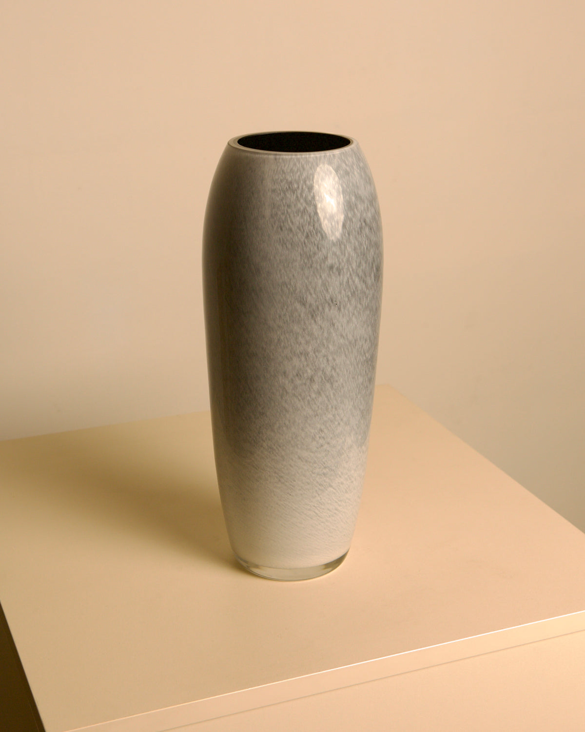 Italian Murano Glass Vase, Speckled Grey Satin Finish, 1980s — detail view