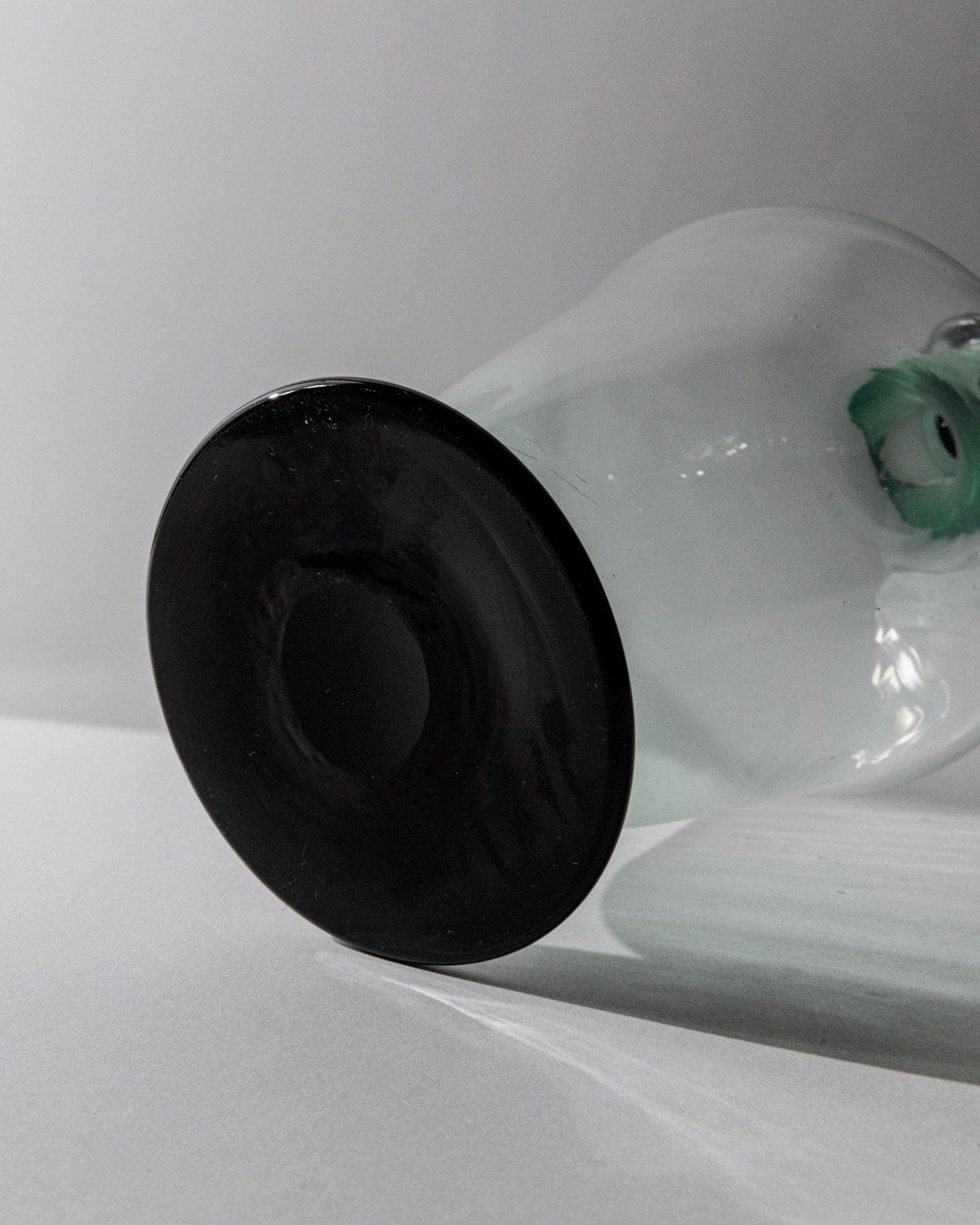1960s Murano Glass Decanter — close-up of black glass base